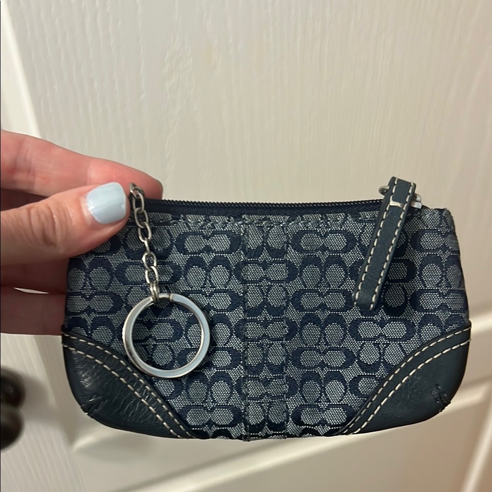 Coach Dark Blue Patterned Coin Purse